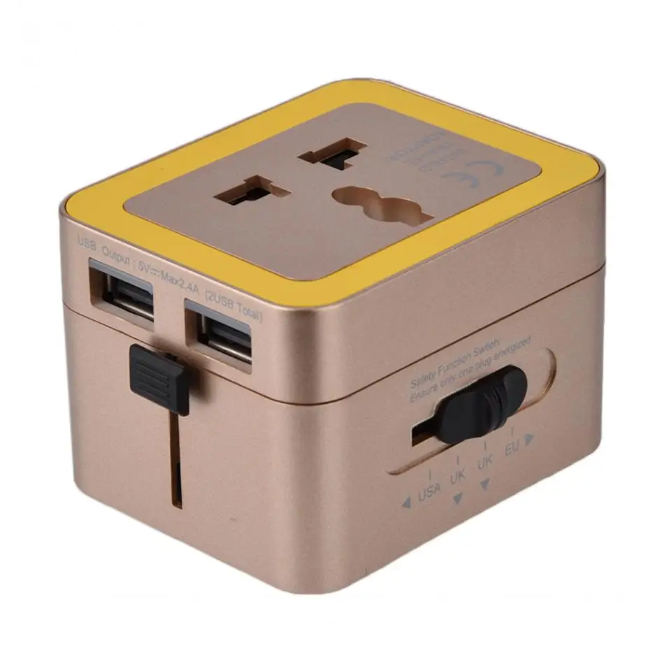 Vbestlife Dual USB 2.4A Зарядное устройство Plug Универсальный World Travel Зарядное устройство конвертер разъем АС Великобритания США ЕС Подключите адаптер черный, белый цвет золото