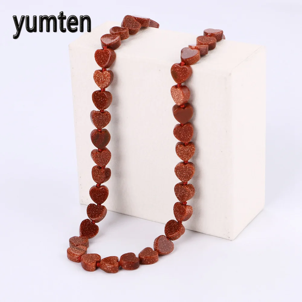 

Yumten Goldstone Power Necklace Heart Love Crystal Natural Stone Women Jewelry Men Reiki Heal Rainbow Hippie Csgo Bela e a Fera