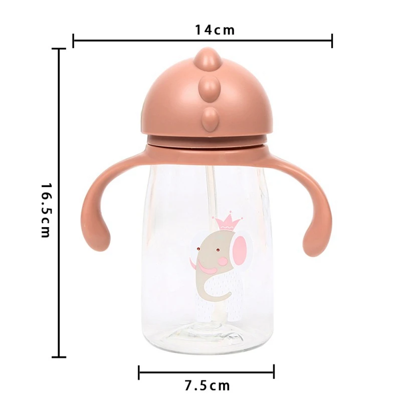 Детская школьная соломенная бутылка для питьевой воды с изображением животных из мультфильмов, чашка-непроливайка с плечевым ремнем 420 мл