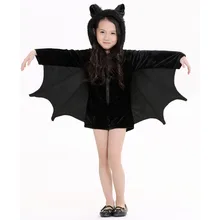 Детский костюм летучей мыши для костюмированной вечеринки с животными, детские костюмы на Хэллоуин для девочек, комбинезон с крыльями, одежда с Бэтменом