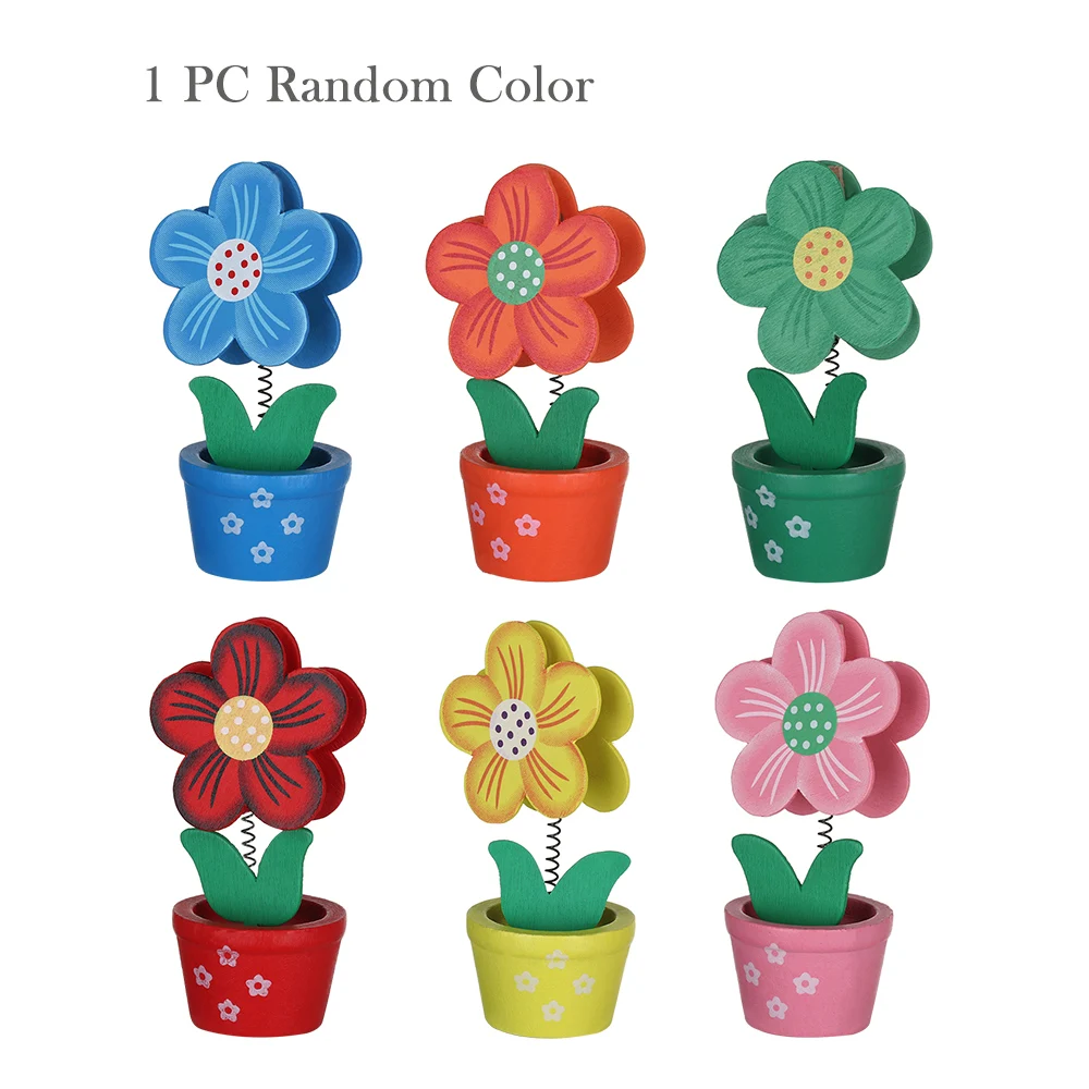 

1PC Random Color Crafts Wood Memo Clamp Home Decor Note Holder Lovely Cartoon Flower Photo Clip Card Folder