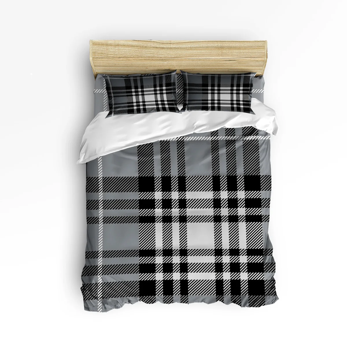 

3D Gordon Checks Bedding Set 4pcs Bedclothes Queen/Twin/King Size Bedding Sets Duvet Cover Housse De Couette Dekbedovertrek Kids