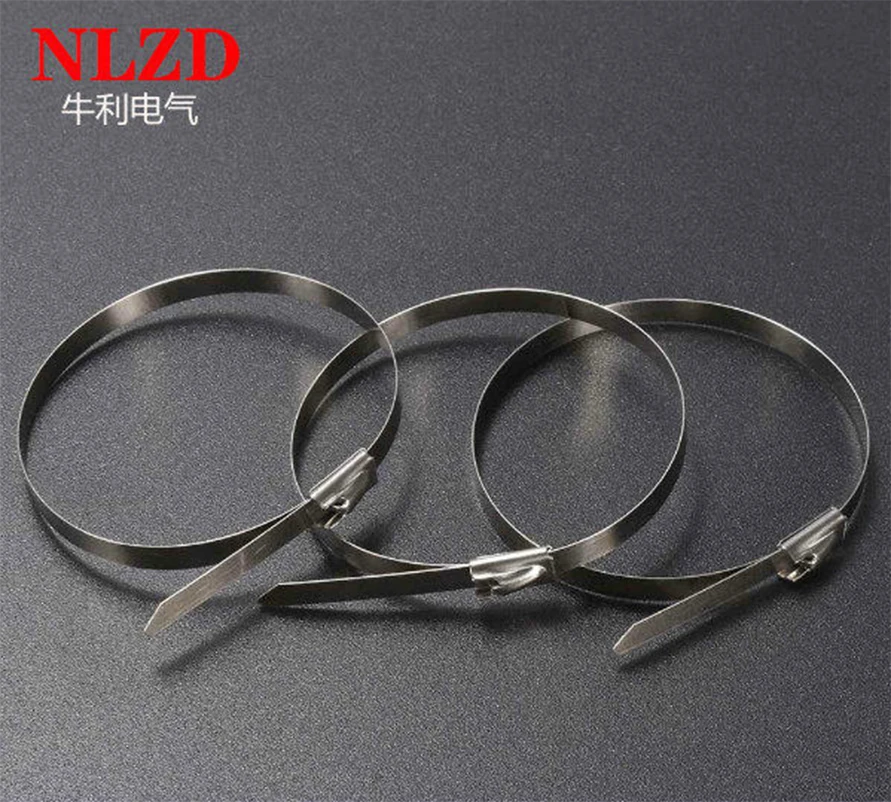 50Pcs S304 Stainless Steel Metal Cable Tie width 11.5mm Zip Strap Locking Exhaust Pipe Header 8