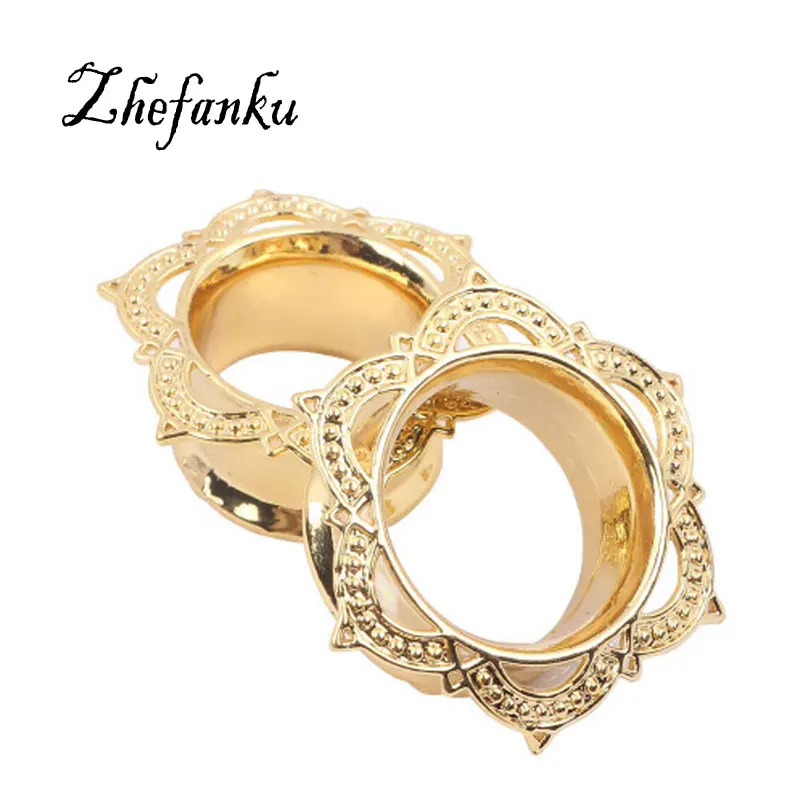 

1 Piece Women Men Flower Flared Flesh Tunnel Ear Plugs Copper Ear Expander Gauge Body Piercing Jewelry Orelha Cartilagem
