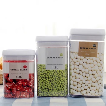 

1.3L/1.8L/2.3L Kitchen Food Storage Box Seal Clear Easy-Buckle Plastic Jar Grains Biscuit Milk Powder Storage Containers