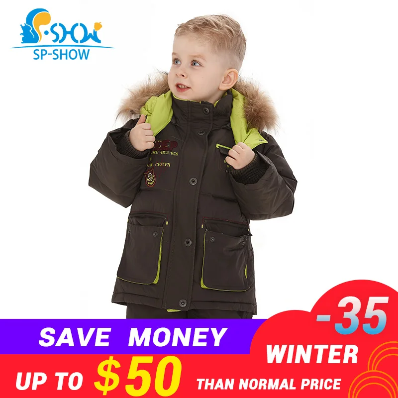 

SP-SHOW Brand Winter Kids Suit Hooded Two Piece Children Jacket Girls and Boys Jacket For Down & Parkas 033