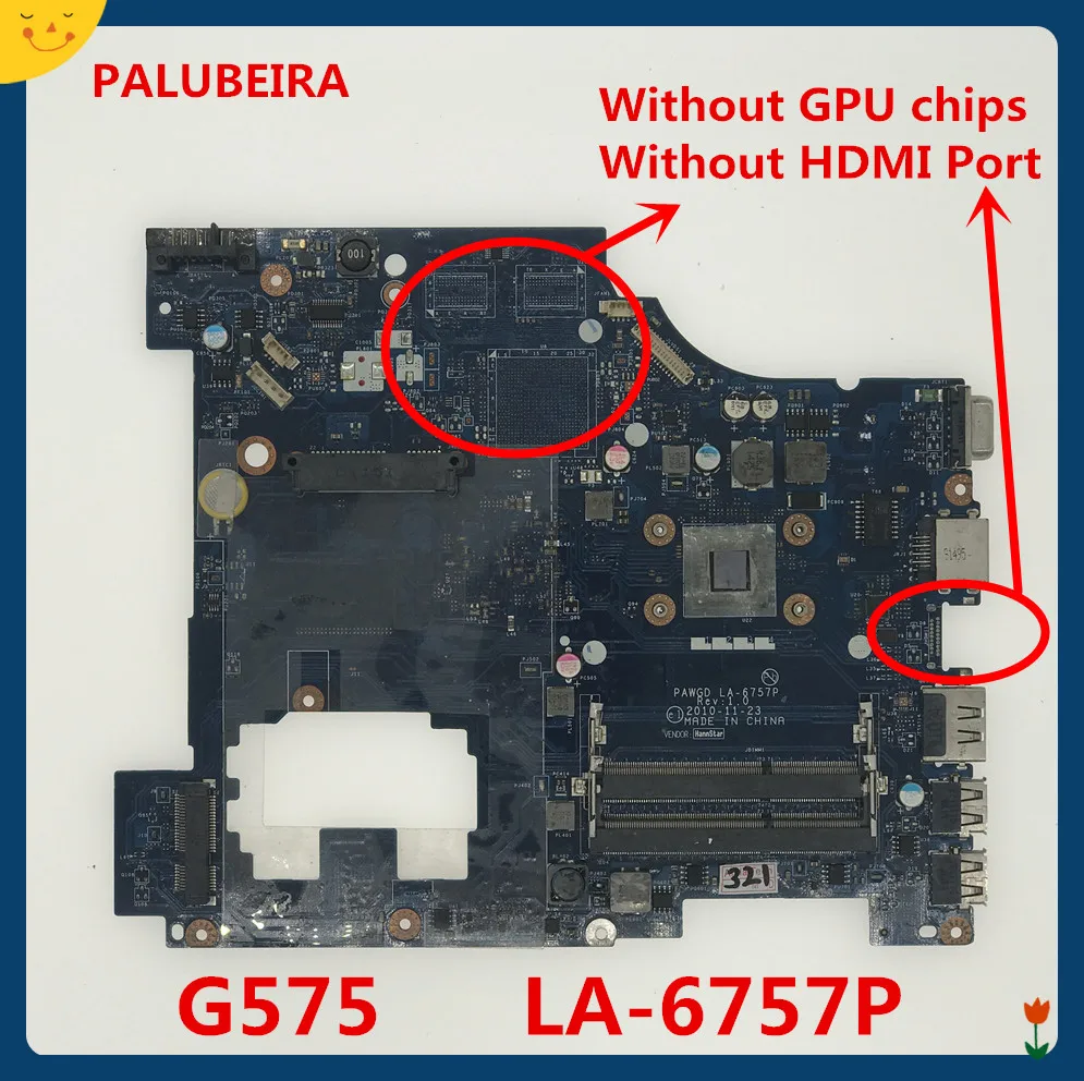 Флюоресцентная материнская плата для Lenovo G575 PAWGD LA 6757P Rev: 1 0 встроенный процессор 2