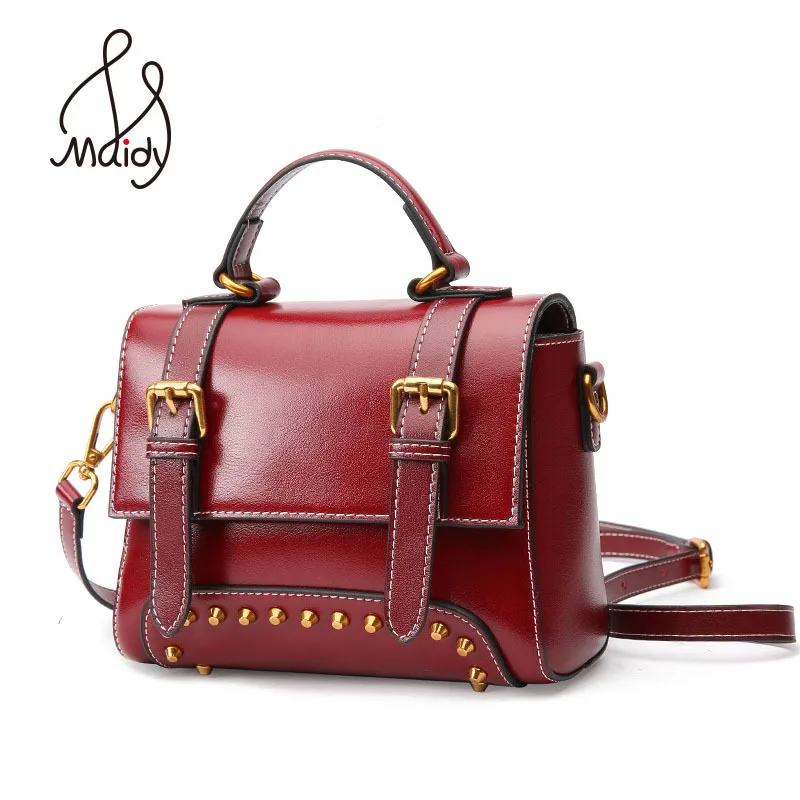 

Maidy Fashion Genuine Leather Satchel Rivet Handbags Envelope Flap Bags Tote Shoulder Messenger Crossbody Designer High Quality