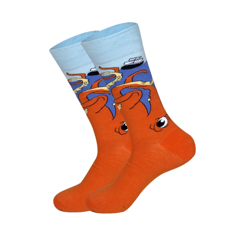 Мужские носки с индивидуальным дизайном для мужчин s 24 цвета рыбий акулы динозавры хип-хоп чулки для скейтбординга