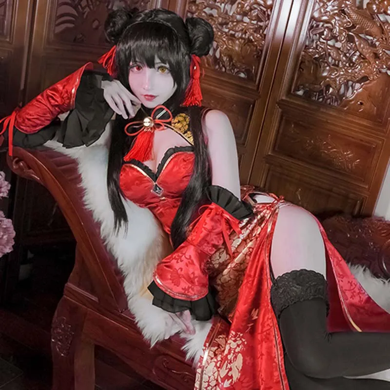 Косплей, любовь, дата, живой кошмар, kurumi Tokisaki, новогоднее платье чонсам, косплей, костюм для девочек, Женский Хэллоуин