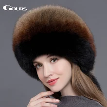 Gours меховые шапки для женщин из натурального Лисьего меха шапочки для русской зимы толстые теплые модные кепки «Бомер» новое поступление