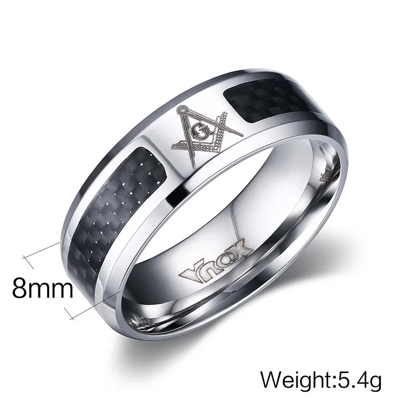 Meaeguet Black Men Rings Stainless Steel Masonic Rings Wholesale Punk Carbon Fiber Wedding Rings for Men Jewelry Free Shipping