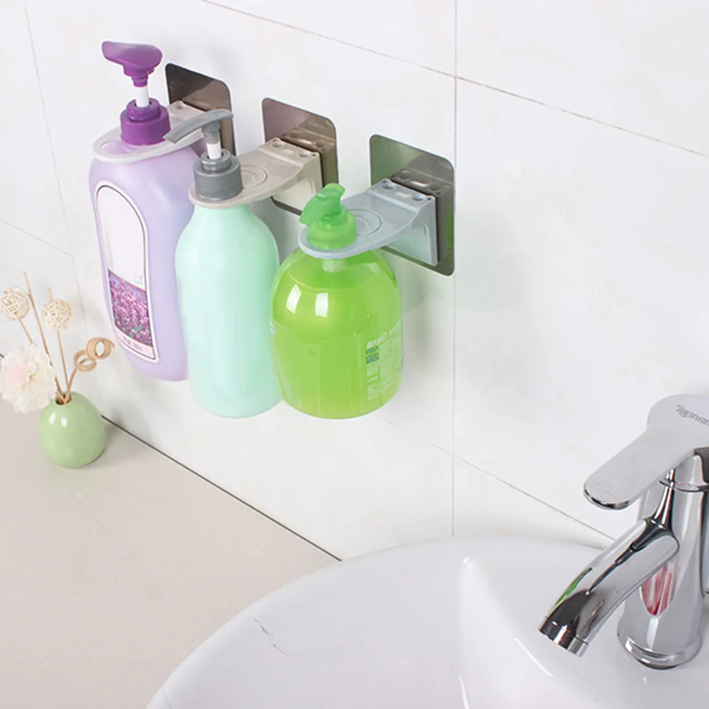 Adhesive Wall Mount Shampoo Bottle Rack Holder Plastic Bathroom Punch