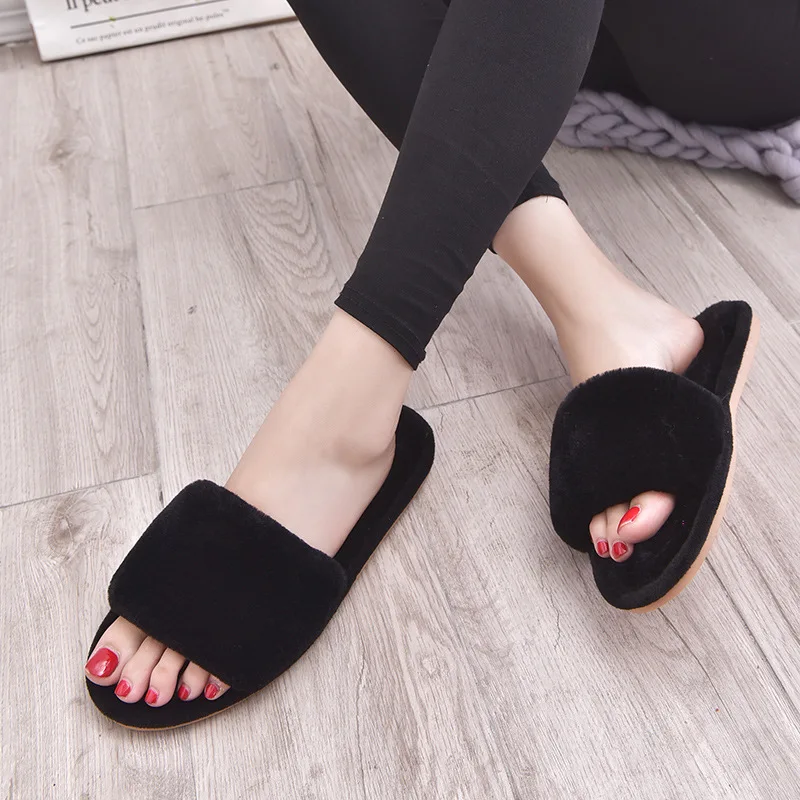 

2018 new winter Cotton slippers female thick bottom warm month wool fur slippers home indoor skid plus cashmere couple