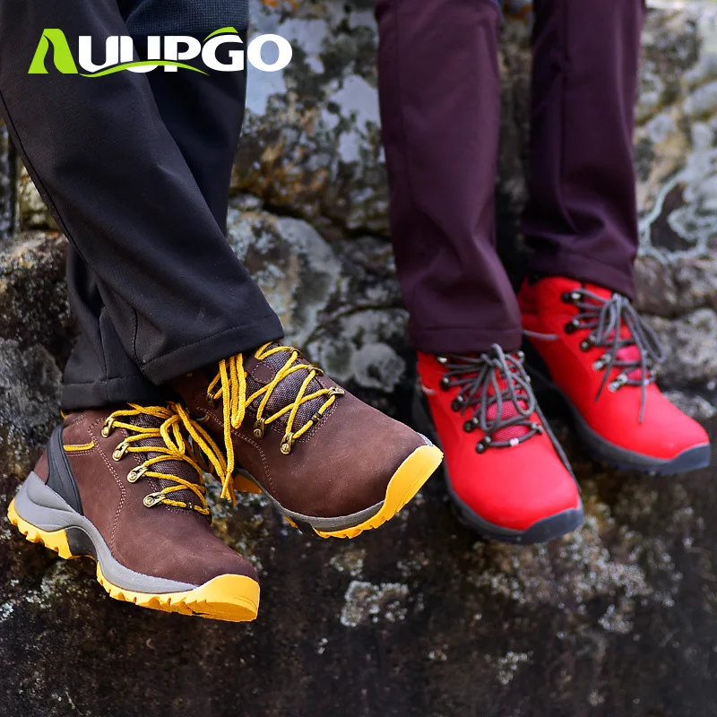 

2019 Winter Men&women Snow Boots Suede Cowhide Warm Push Ankle Boots Outdoor Sports Waterproof Rubber Hiking Boots Shoes