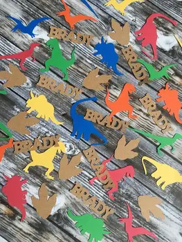 

personalize Dinosaurs boys dino Birthday Party confettis baby shower table scatters, gender reveal Christening baptism confetti