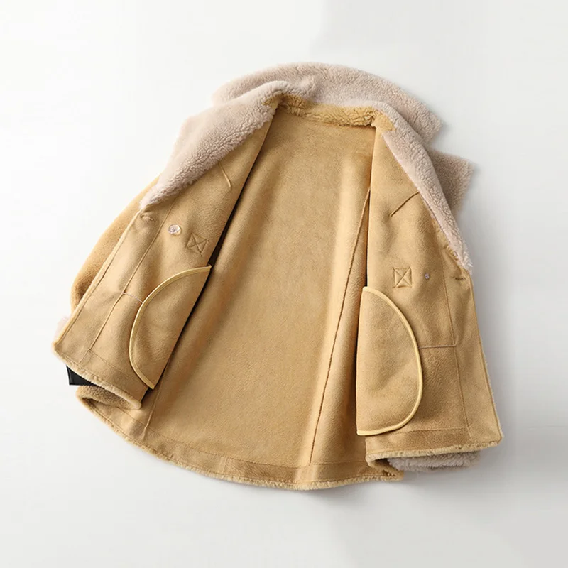 Новинка, зимняя женская куртка из овечьей шерсти в Корейском стиле, большие размеры, модное пальто с поясом, женская модная верхняя одежда с отложным воротником