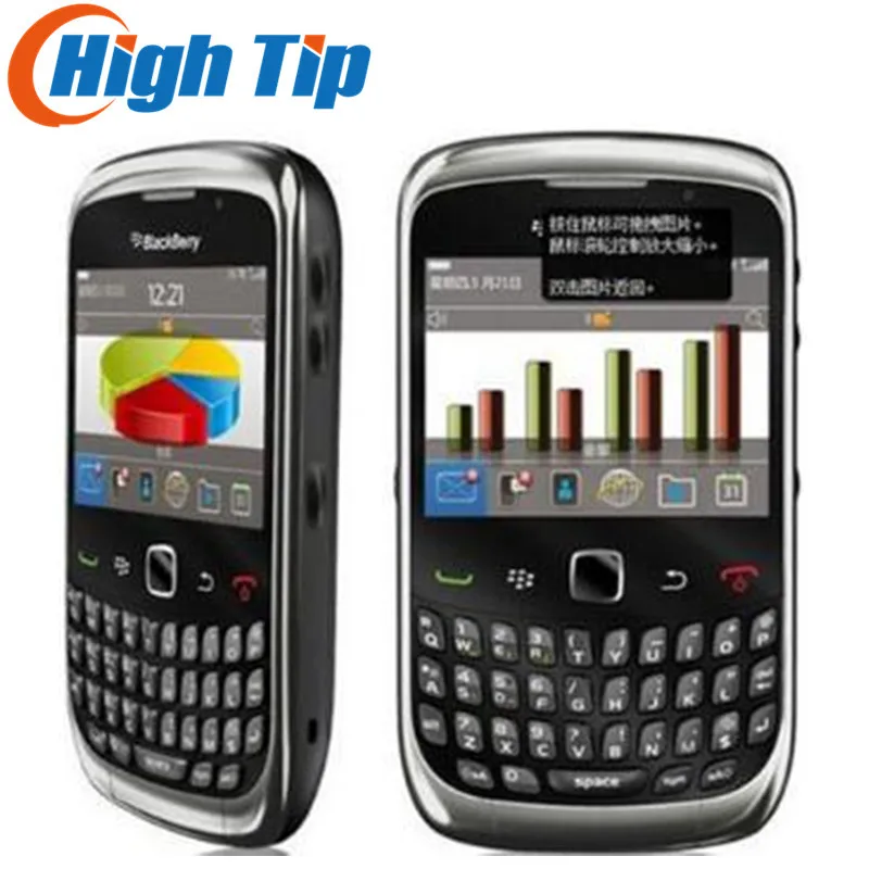 Восстановленный мобильный blackberry curve 9300 3g qwerty клавиатура четырехдиапазонный телефон