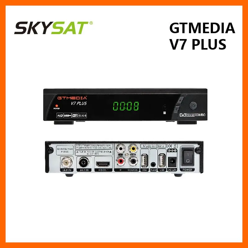

GTMEIDA V7 PLUS DVB-S2 DVB-T2 Combo Receiver support H.265 PowerVu Biss CCCamd Newcamd WiFi 3G Youtube Youporn Freesat V7 Plus