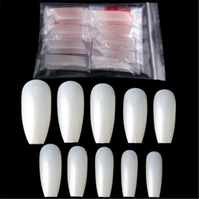 

1bag/lot 500pcs False Nails Clear/Natural False Coffin Nails Art Tips Flat Shape Full Cover Ballerinas Nail Tips