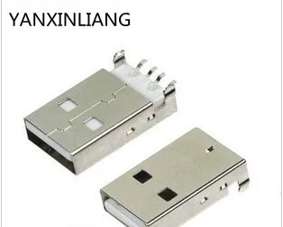 

50Pcs/lot USB 2.0 Male A Type USB PCB Connector Plug 180 degree SMT SMD Male USB Connectors