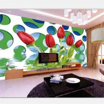 

beibehang Custom wallpaper home decor living room bedroom dining room mural dreamy tulip mural sofa TV background wall photo