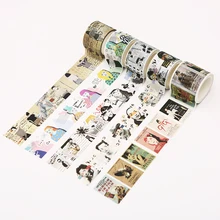 Moda Para chicas Vintage papel Postmark Washi Tape Scrapbooking DIY Sticker papelería niños escuela Oficina suministros