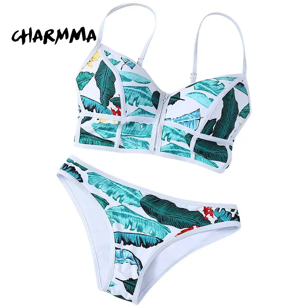 charmma vendita calda cerniera tropicale stile brasiliano bikini set push up costume da bagno swimwear spiaggia