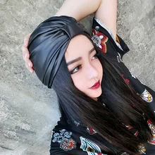 На заказ ручной работы Для женщин зимние кожаные Кепки теплый в стиле «панк» с бантом шапка PU Винтаж универсальные головные уборы Skullies Beanies