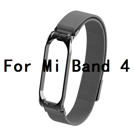 Металлический браслет mi lanese Loop для Xiaomi mi Band 4 Srtap mi Band 4 магнитный браслет из нержавеющей стали mi Band 3 ремешок для mi Band 3 полосы - Цвет: Black For Mi 4