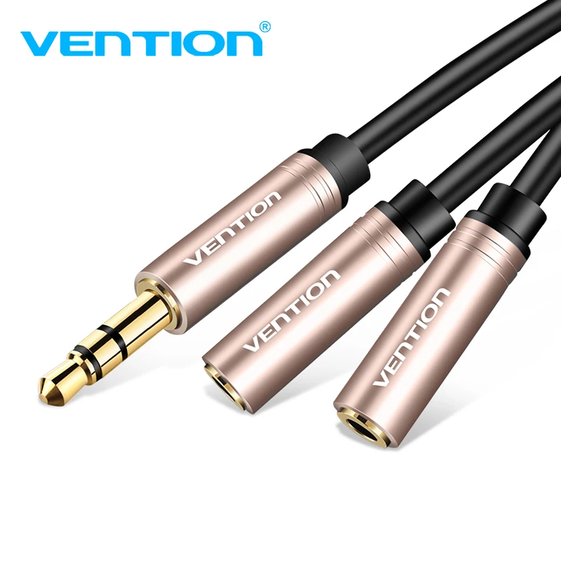 3.5mm Male To 2 Female Splitter Audio AUX Earphone Microphone Adapter BBC