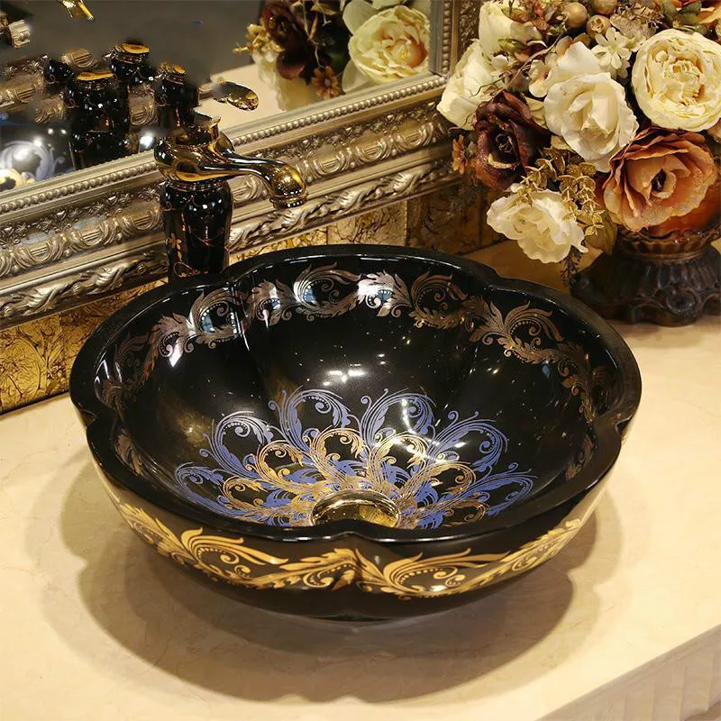 

Jingdezhen Ceramic Art Basin Sanitary Ware Handbasin European sink bowl ceramic wash basin bathroom sink