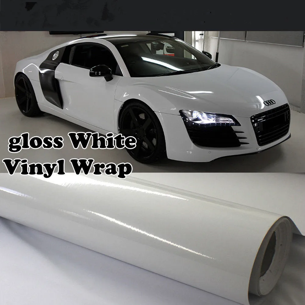 

White Glossy Car Body Wrap Vinyl Film 60"x40" Self Adhesive Sticker Anti-scratch Protective Film Air Bubble Free Car Styling