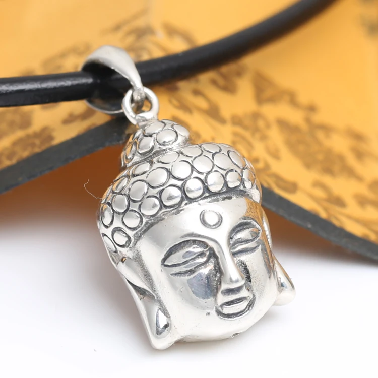 Handcrafted 925 Silver Buddha Head Pendant Vintage Sterling Silver