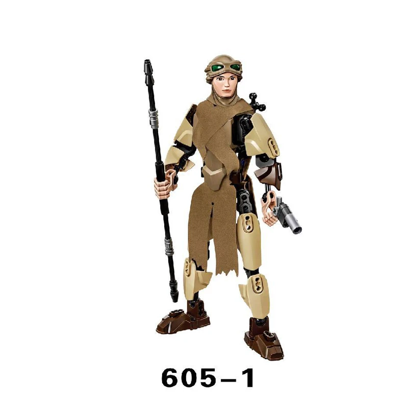 Звездная битва экшн Строительная фигура стек блок Дарт Вейдер Дарт Молл Рей гривус Штурмовик клон Скайуокер война Хан Solo игрушки - Цвет: Rey