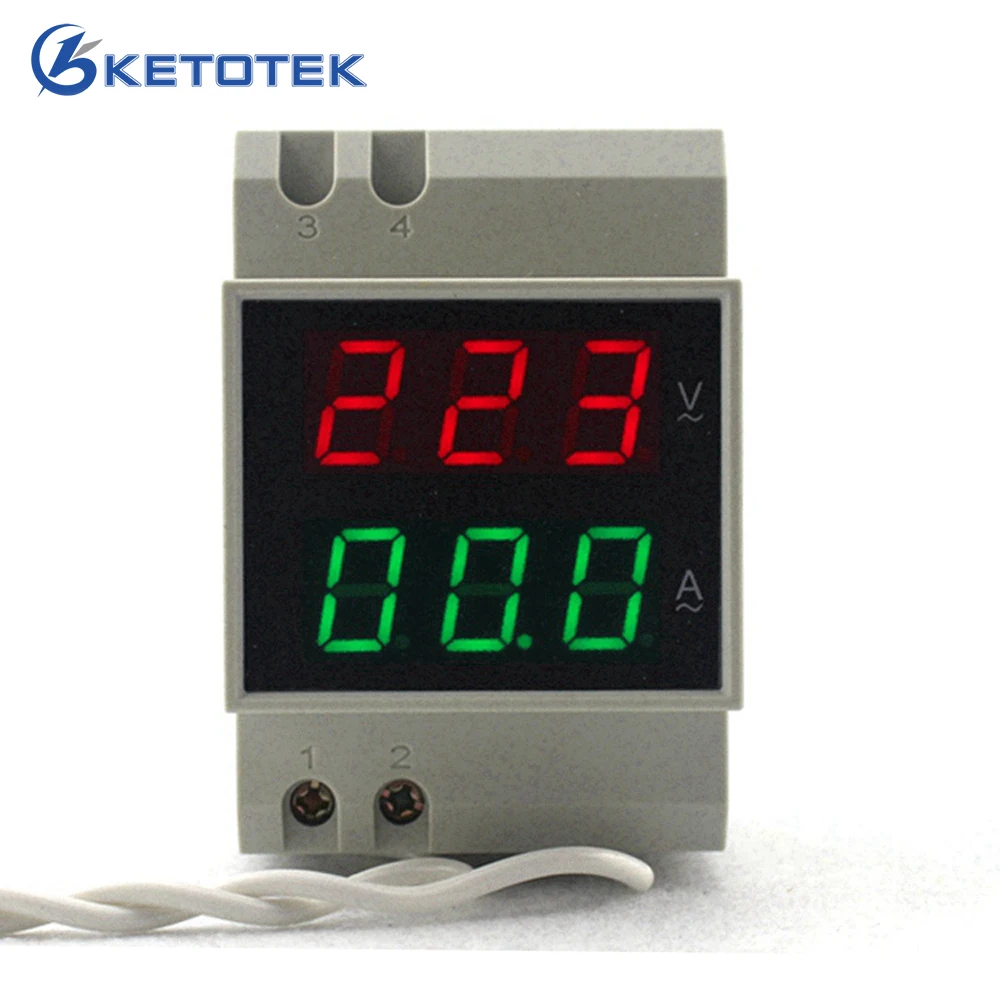 Skup Szyna Din podwójna lampa led cyfrowy AC woltomierz amperomierz napięcie amperomierz Volt aktualny Panel Tester AC80 300V AC 200 450V 0.1 99.9A