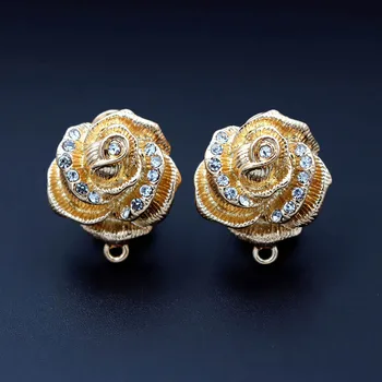 

Earrings Post Clip Back Rose Flower Base Pave CZ Earrings Connector Linkers DIY for Fashion Tassel Earrings Jewelry Accessories