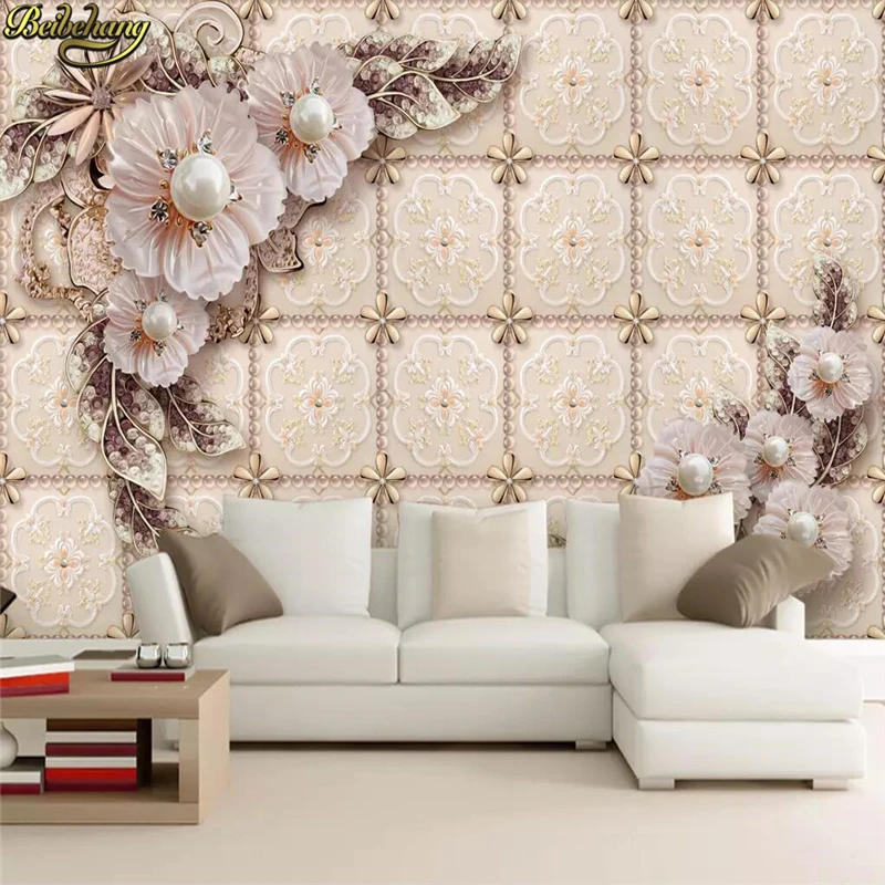 beibehang Custom Luxury jewelry flower wallpaper for bedroom walls 3d flooring photo mural wall paper living room TV background