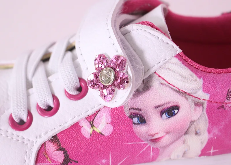 Розовые повседневные туфли Disney Холодное сердце для девочек мягкие кроссовки из