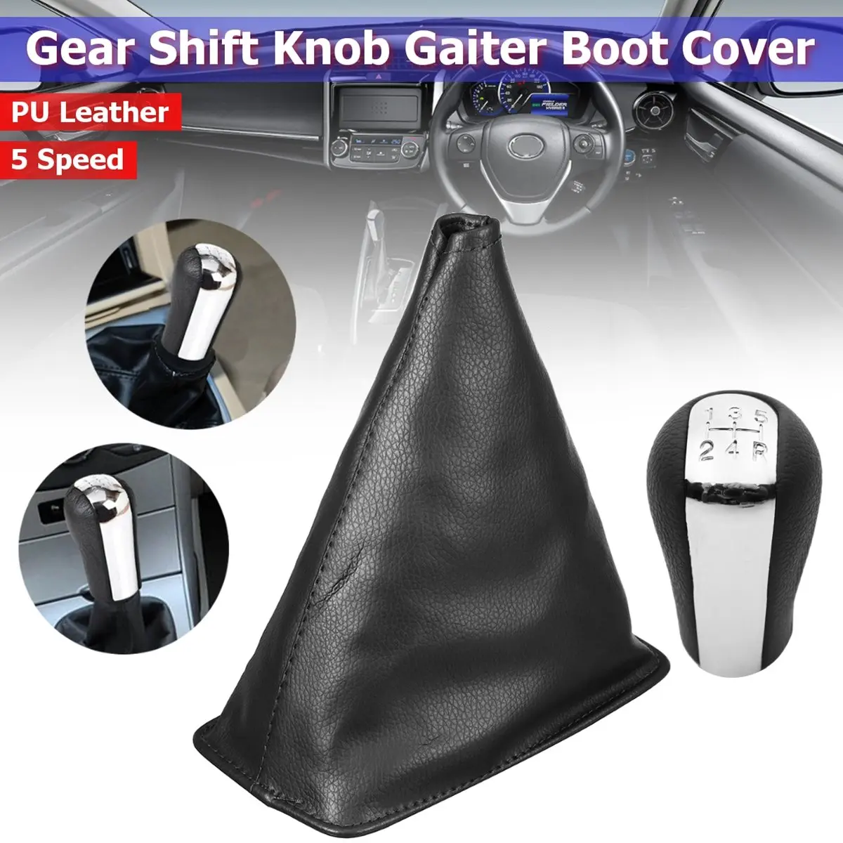 5 Speed Gear Knob Shift PU Leather Gaiter Boot Cover For Toyota Corolla 1998 1999 2000 2001 2002