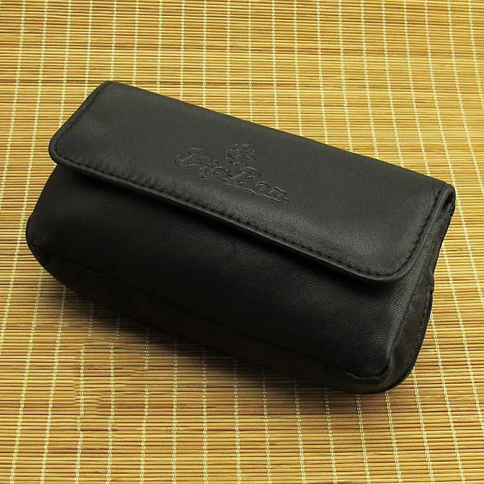 

16.5cm * 8.5cm Metal Button Pure Sheepskin Tobacco Pouch Vintage Black Portable Single Double Pipe Tobacco Storage Fashion Gift