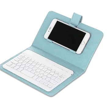 

Portable PU Leather Keyboard Cover Case Phone Wireless Bluetooth Keyboard for iPhone Android EM88