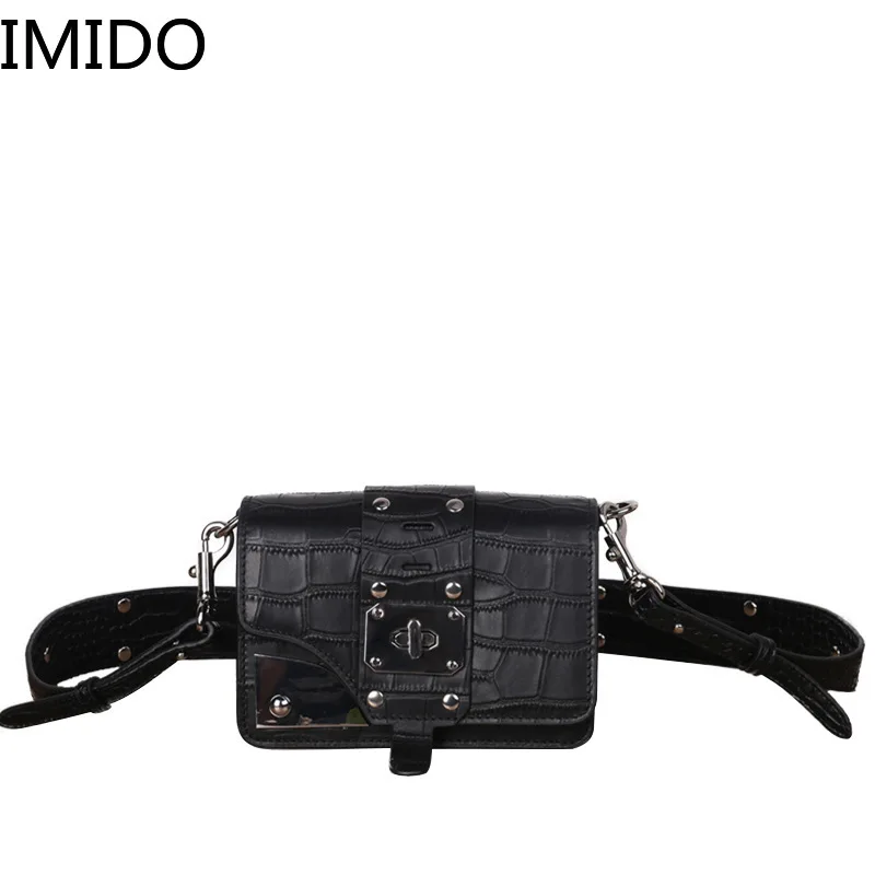

IMIDOEuropean American Fashion 2019 Summer Fashion Personality Lady Crocodile Pattern Cow Leather Shoulder Slant Sling Small Bag