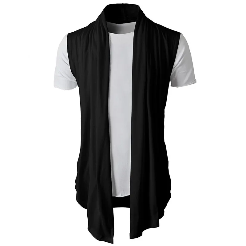 

Fashion New Knitted Cardigan Men's Sweater Shawl Collar Sleeveless Open Front Pull Homme Trend Mens Autumn Knitwear