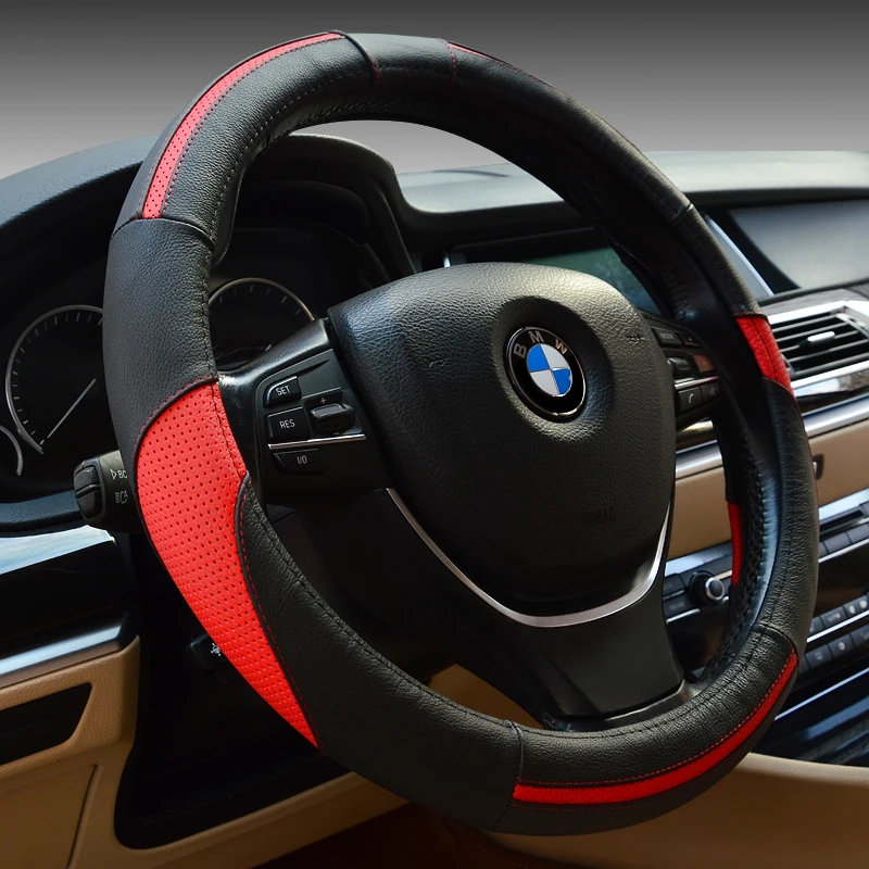 

KKYSYELVA The first layer of leather four seasons universal round steering wheel cover