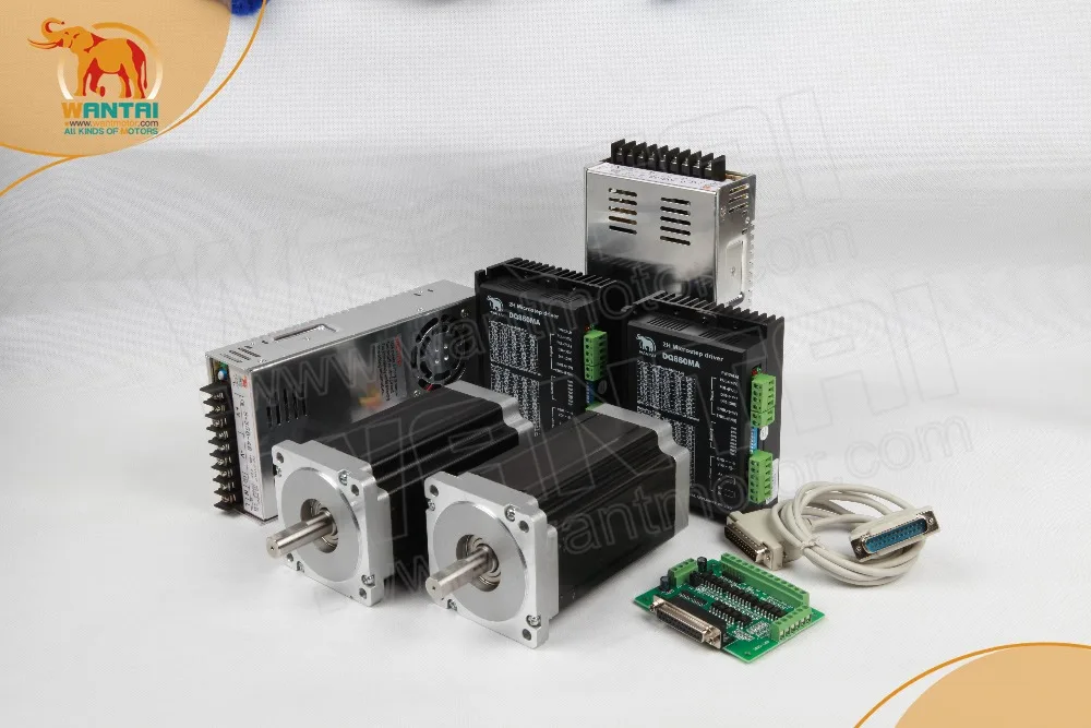 

2Axis Nema34 Wantai Stepper Motor 1232oz-in,5.6A,WT86STH118-6004A & Driver DQ860MA & Power Supply CNC Mill Cut