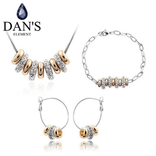 

DAN'S New Fashion Made with Real Austrian Crystals Necklace Earrings jewelry set for women Valentine's Gift #90045