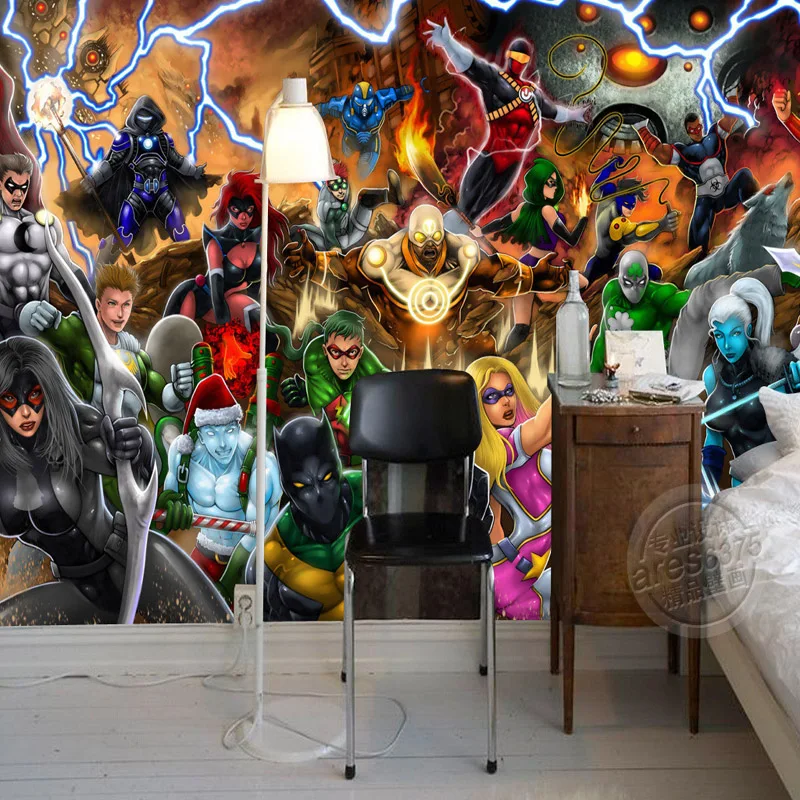 Мстители фото обои Marvel Comics Настенная роспись на заказ 3D обои детская спальня офис отель школьная комната Декор супер герой