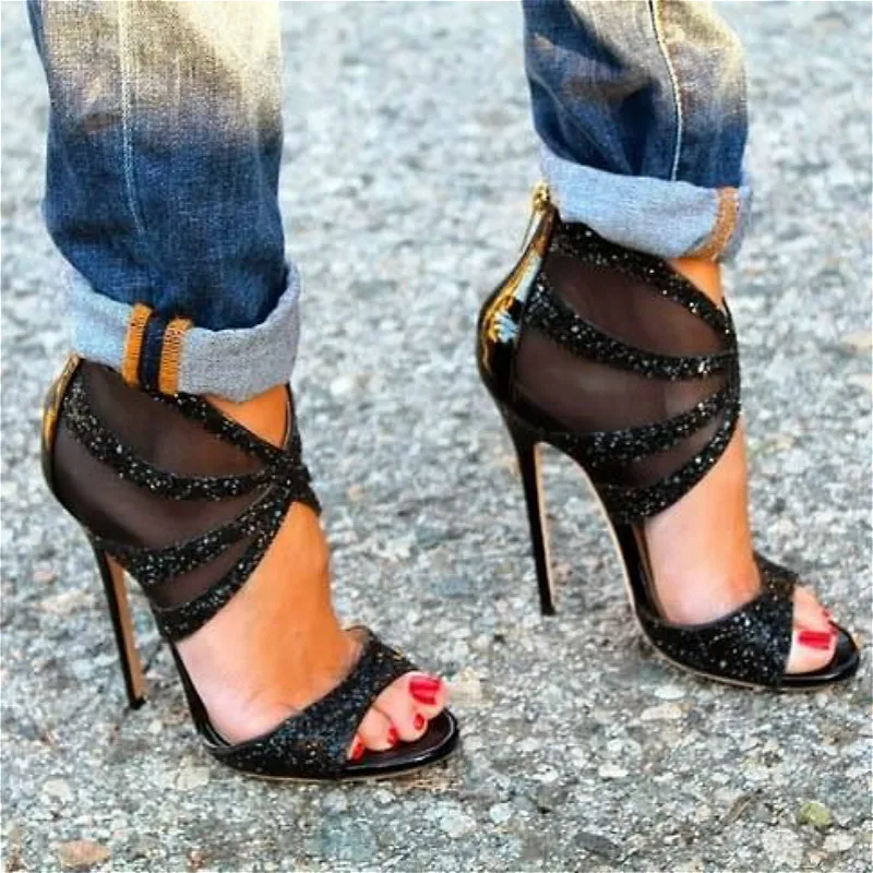 

JINJOE Woman shoes Rome shoes high heel sexy sandals Gladiator shoes Summer fashion high heels Net gauze breathable shoes