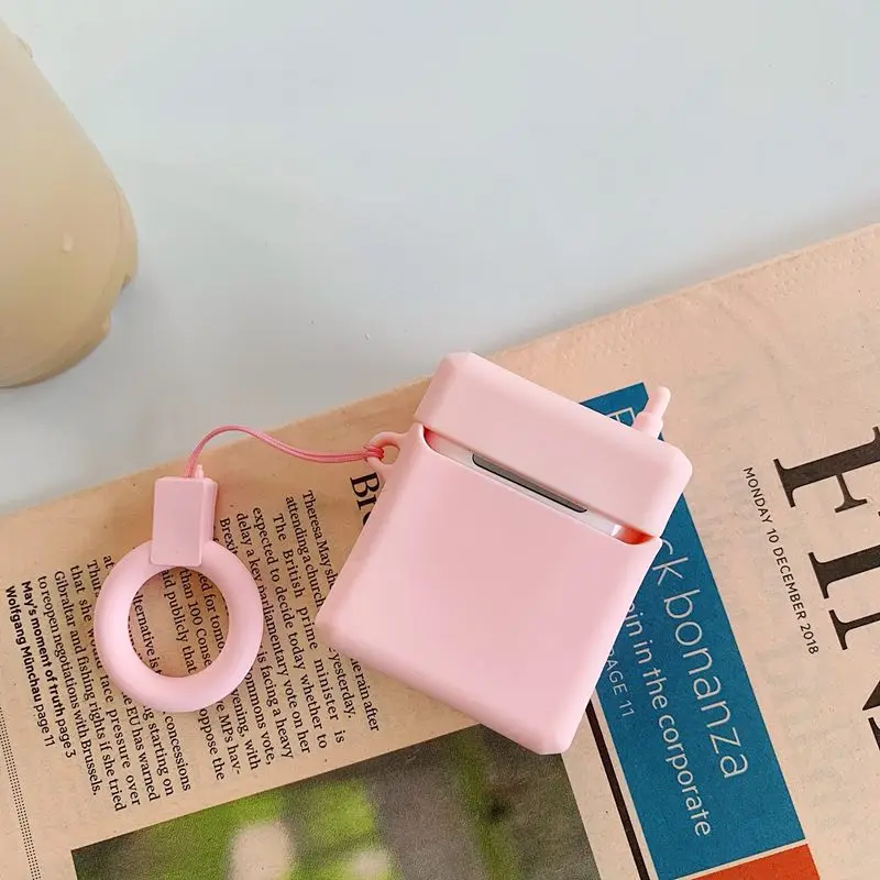 Cute Cartoon mobile phone Silicone Bluetooth Earphone Case for Airpods case 2 1 Accessories Protective Cover Bag Anti-lost Strap